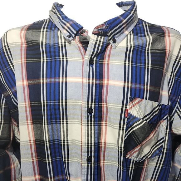 Levis Button Front Shirt Blue Plaid Mens Size XXL - Picture 7 of 7